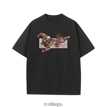 Anime Attack on Titan Nakış İşlemeli Oversized T-Shirt