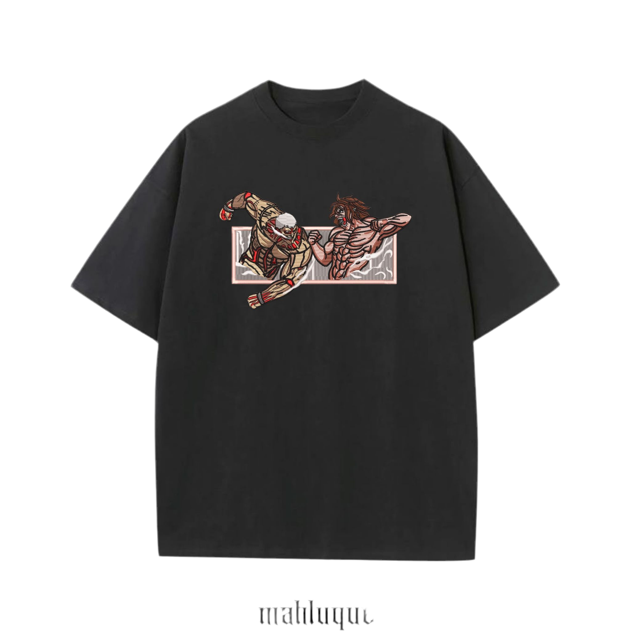 Anime Attack on Titan Nakış İşlemeli Oversized T-Shirt