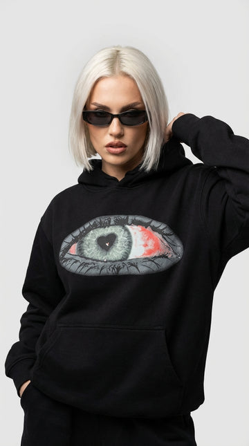 Tasarım Kalpli Göz Hoodie
