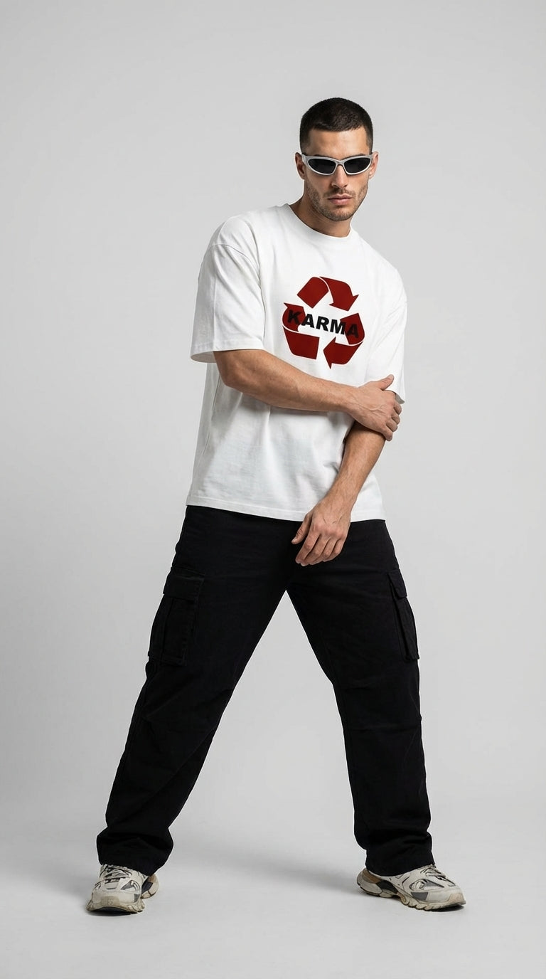 Karma Cycle Oversize White T-Shirt
