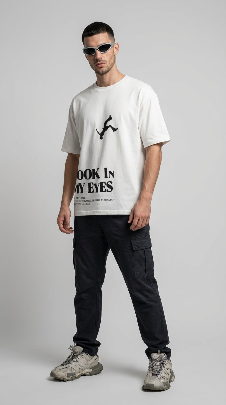 Look in My Eyes Oversize White T-Shirt