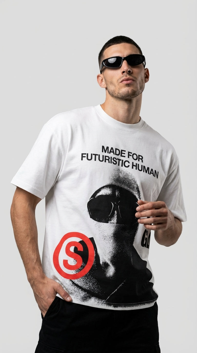 Futuristic Human White Tee