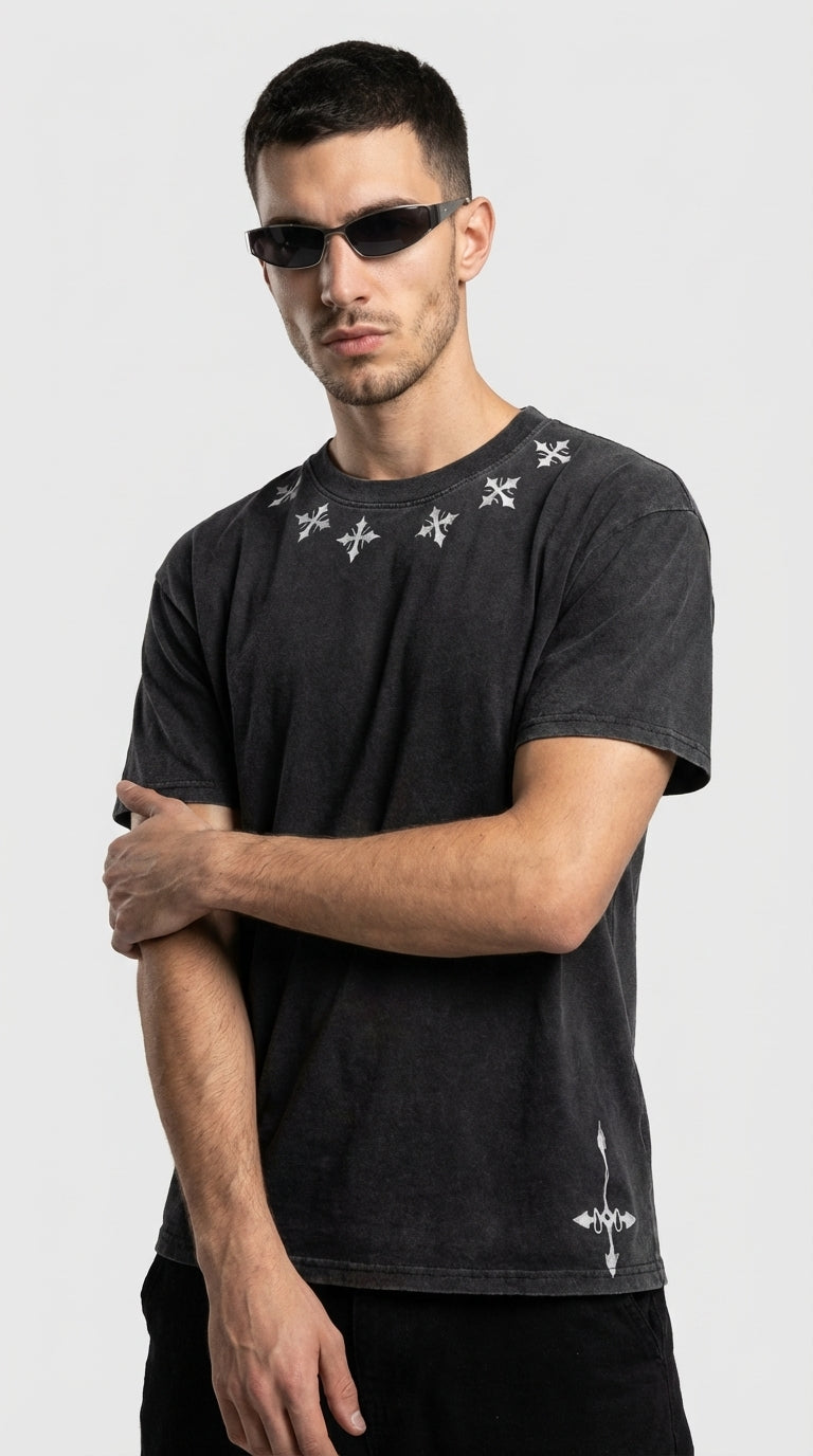 Designer Feitan HunterxHunter Asit Yıkamalı Oversized T-Shirt