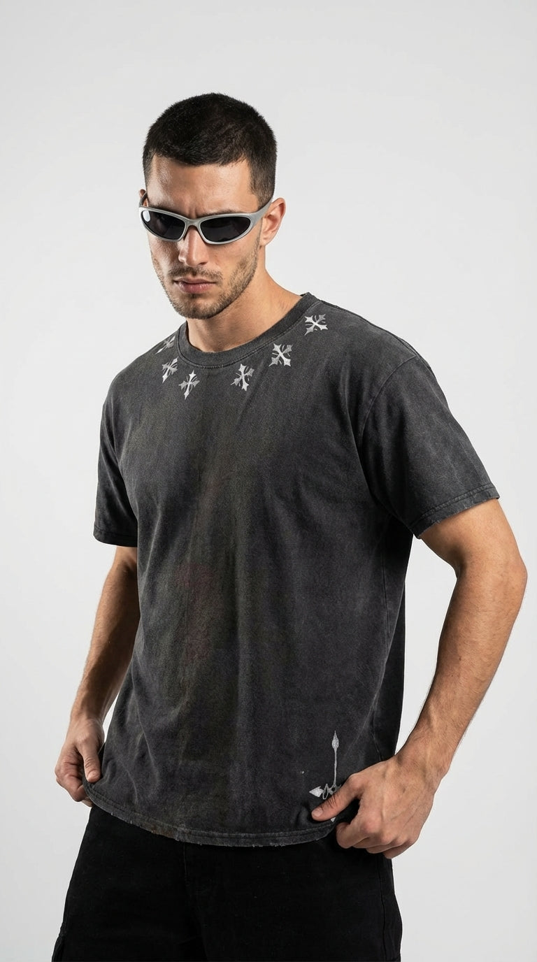 Designer Feitan HunterxHunter Asit Yıkamalı Oversized T-Shirt