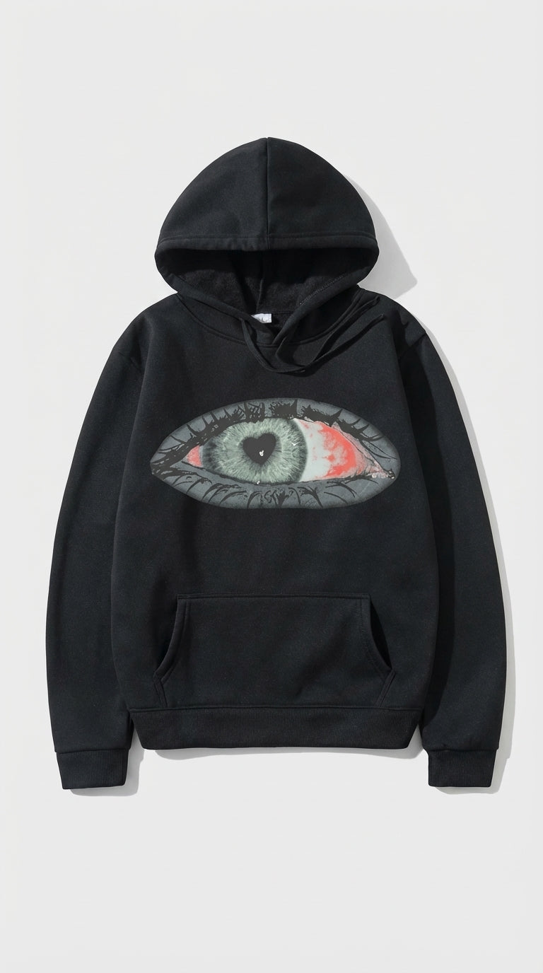 Tasarım Kalpli Göz Hoodie