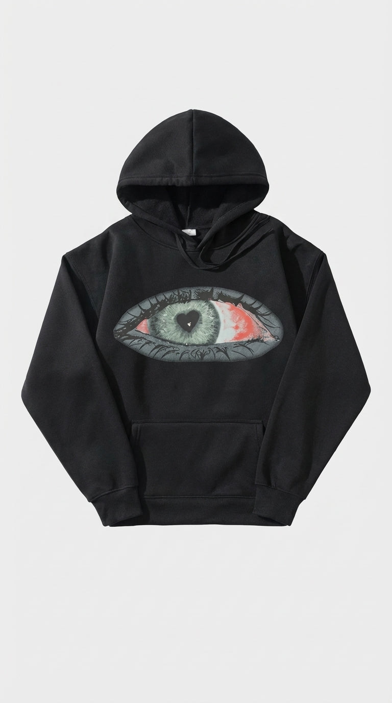 Tasarım Kalpli Göz Hoodie