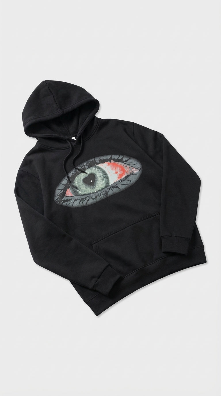 Tasarım Kalpli Göz Hoodie