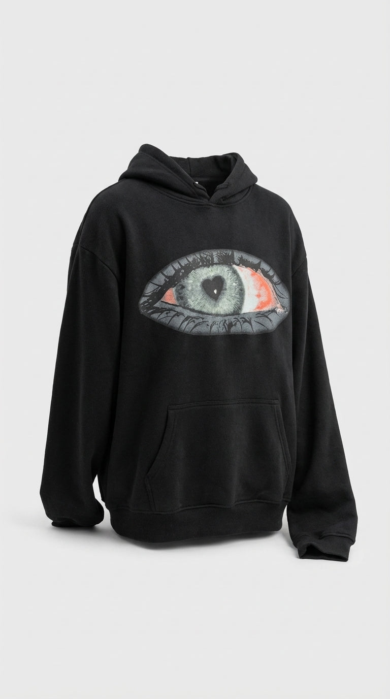 Tasarım Kalpli Göz Hoodie
