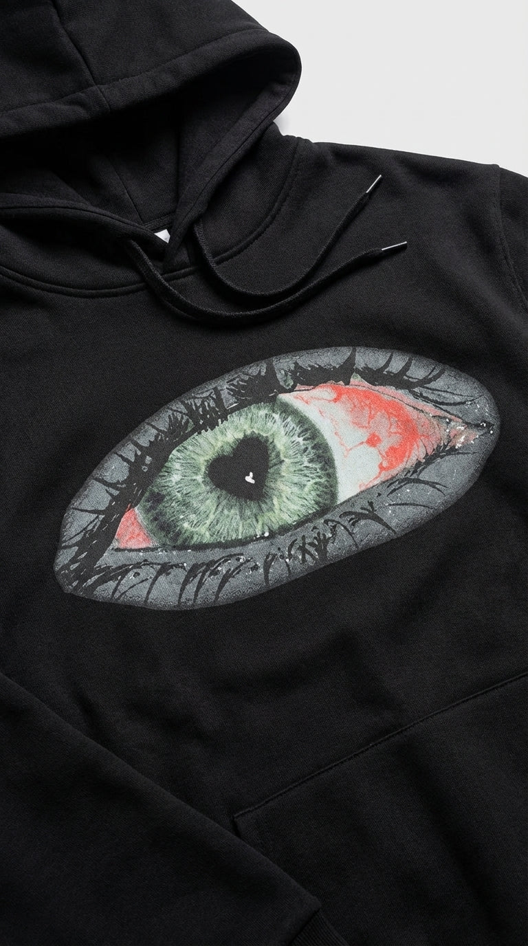 Tasarım Kalpli Göz Hoodie