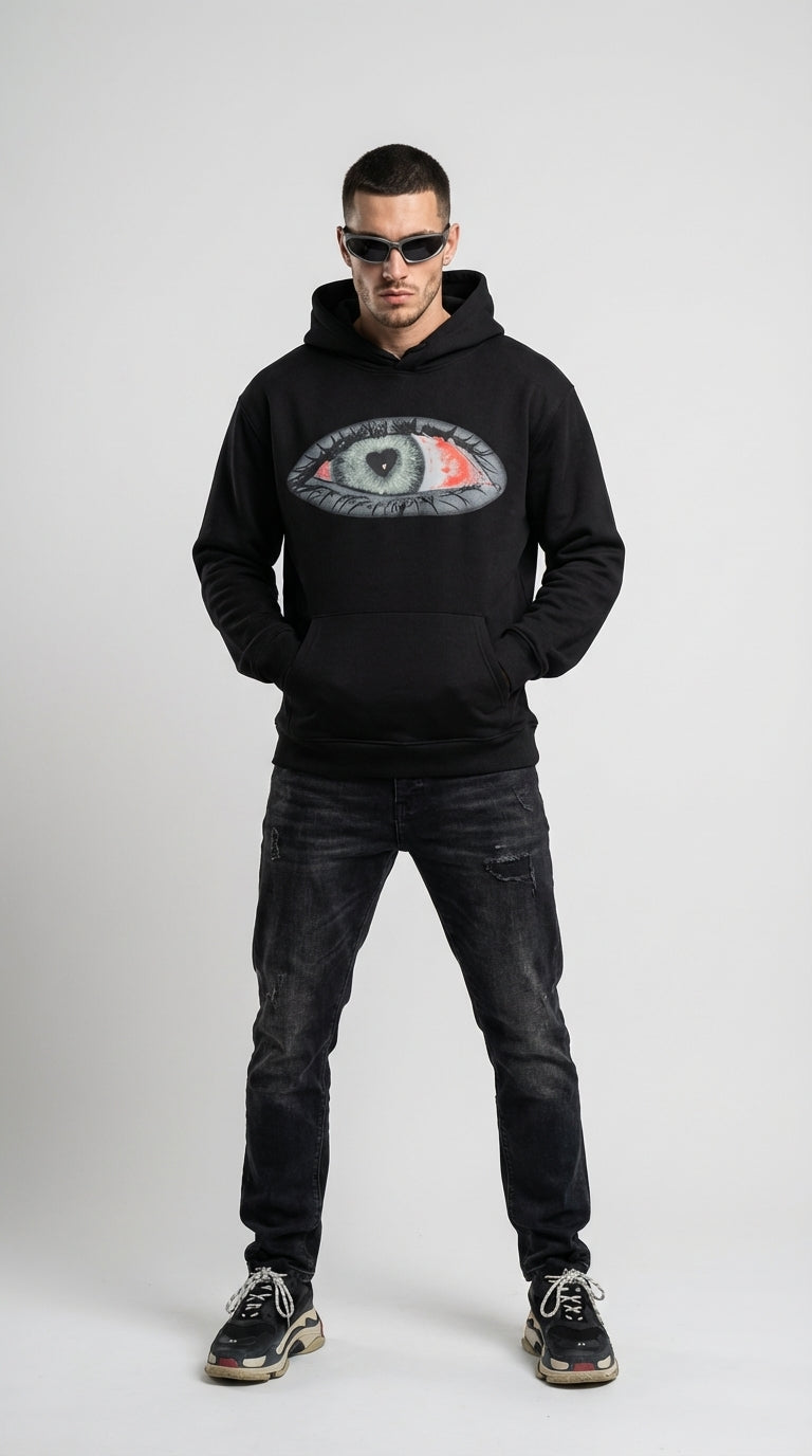 Tasarım Kalpli Göz Hoodie
