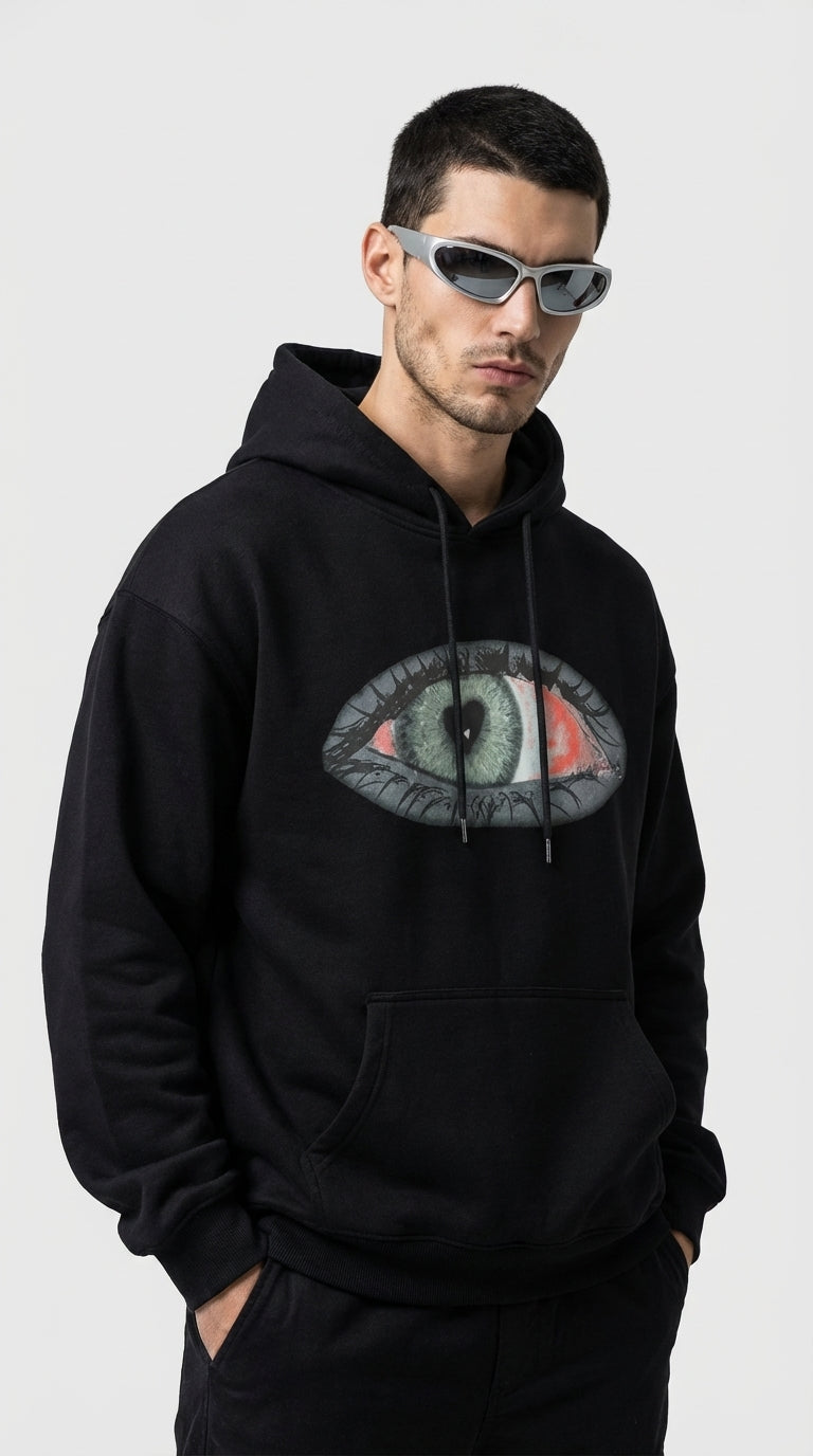 Tasarım Kalpli Göz Hoodie