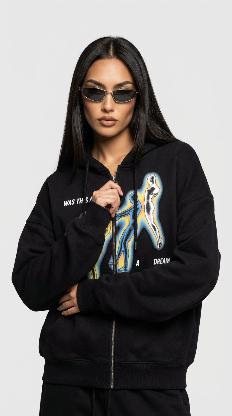 WAS THIS Oversized Zipped Up Sweatshirt Hoodie
