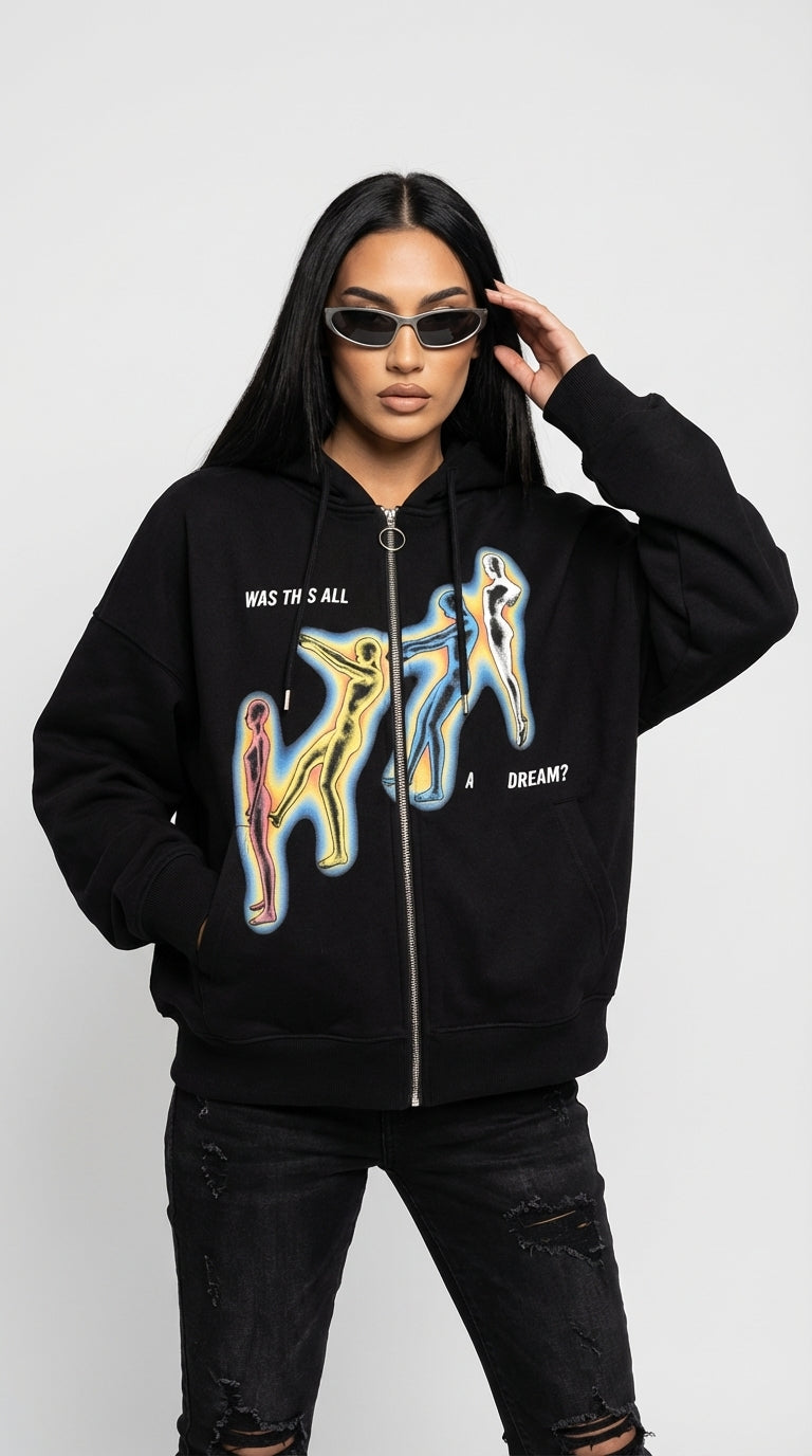 WAS THIS Oversized Zipped Up Sweatshirt Hoodie