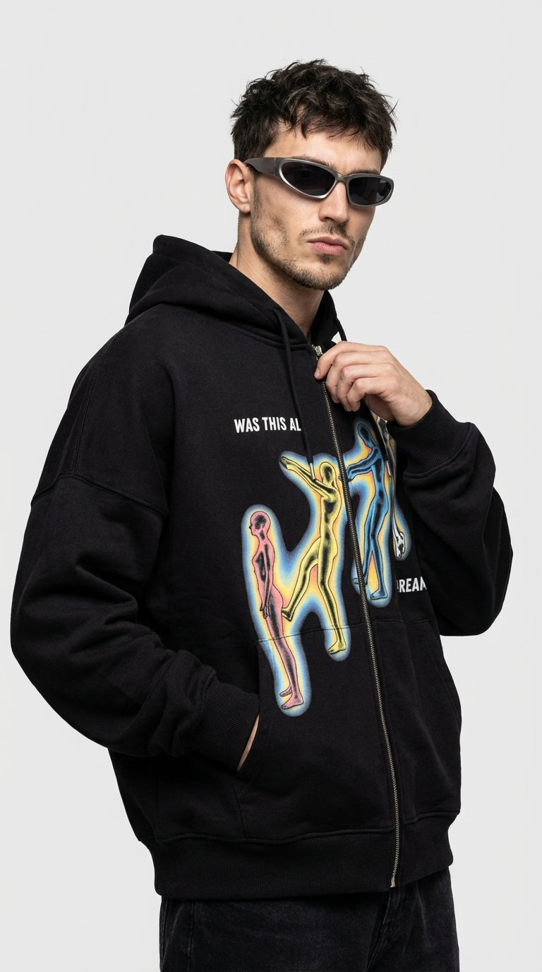 WAS THIS Oversized Zipped Up Sweatshirt Hoodie