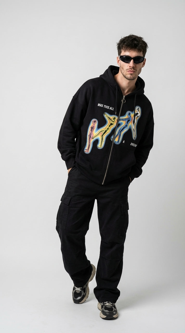 WAS THIS Oversized Zipped Up Sweatshirt Hoodie