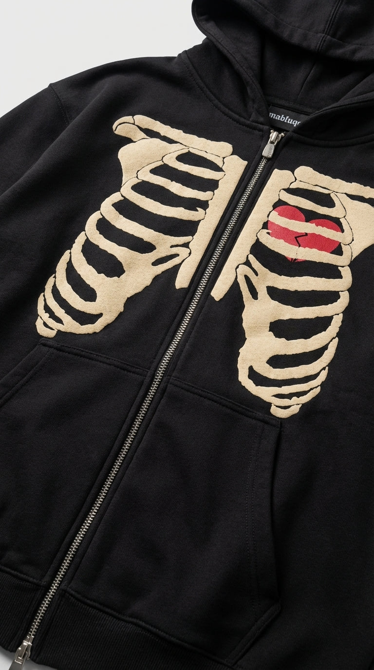 Exposed Heart Zip Hoodie