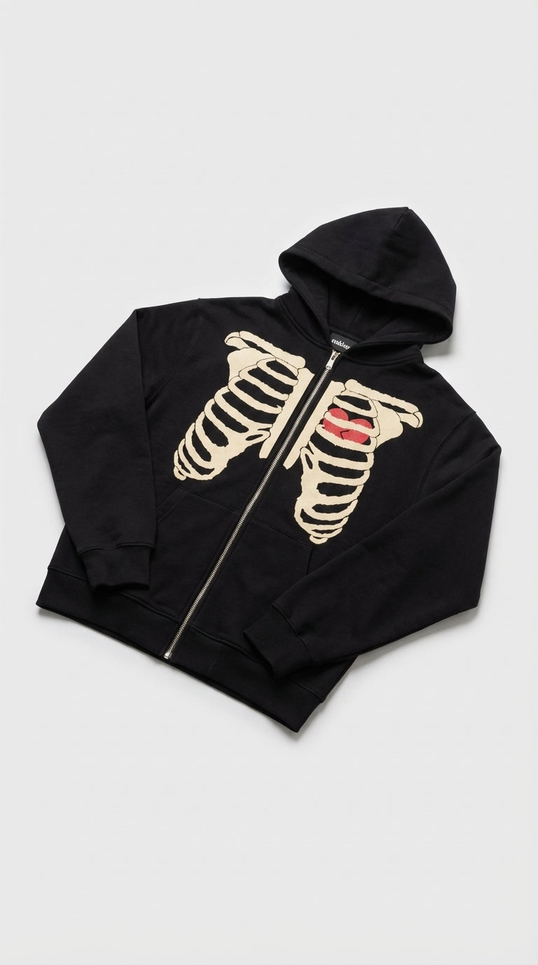 Exposed Heart Zip Hoodie