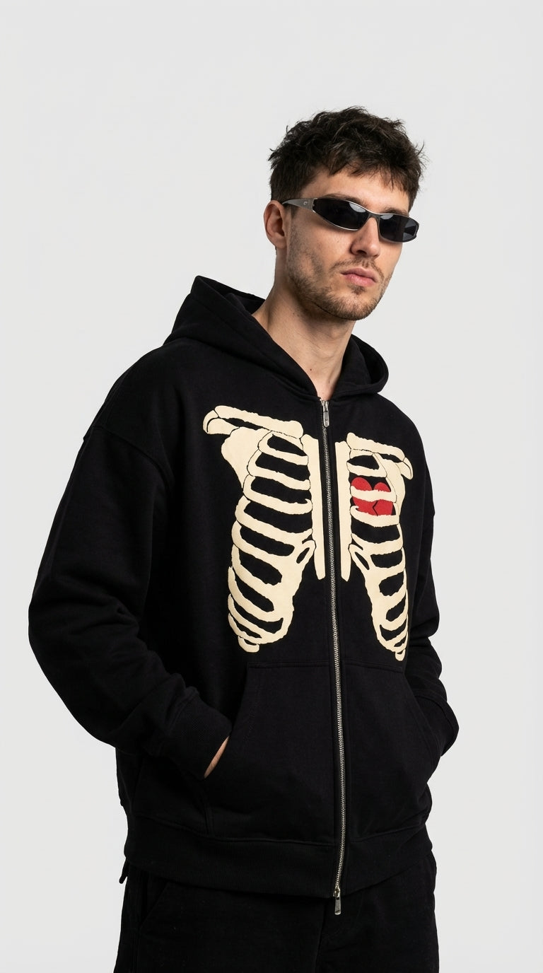 Exposed Heart Zip Hoodie