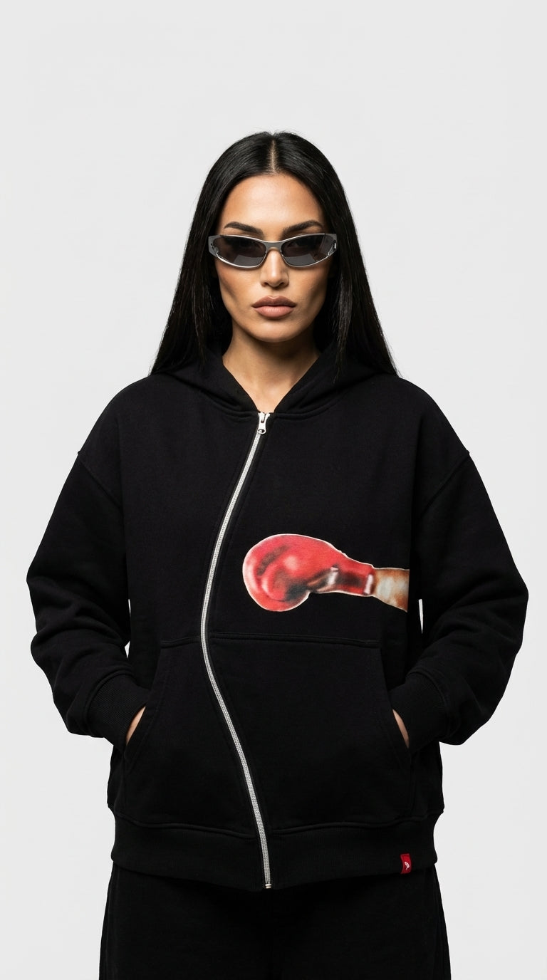Designer Punch Zip Up Hoodie