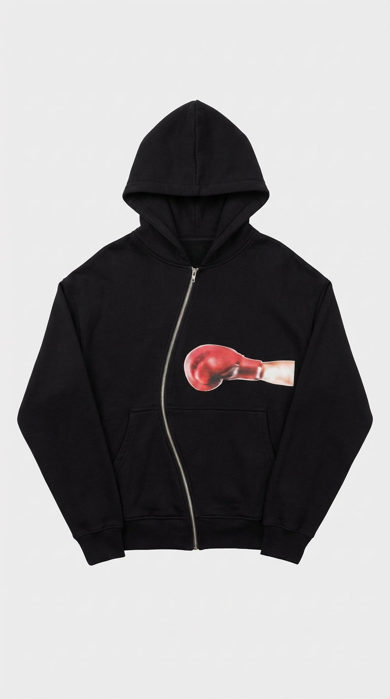 Designer Punch Zip Up Hoodie