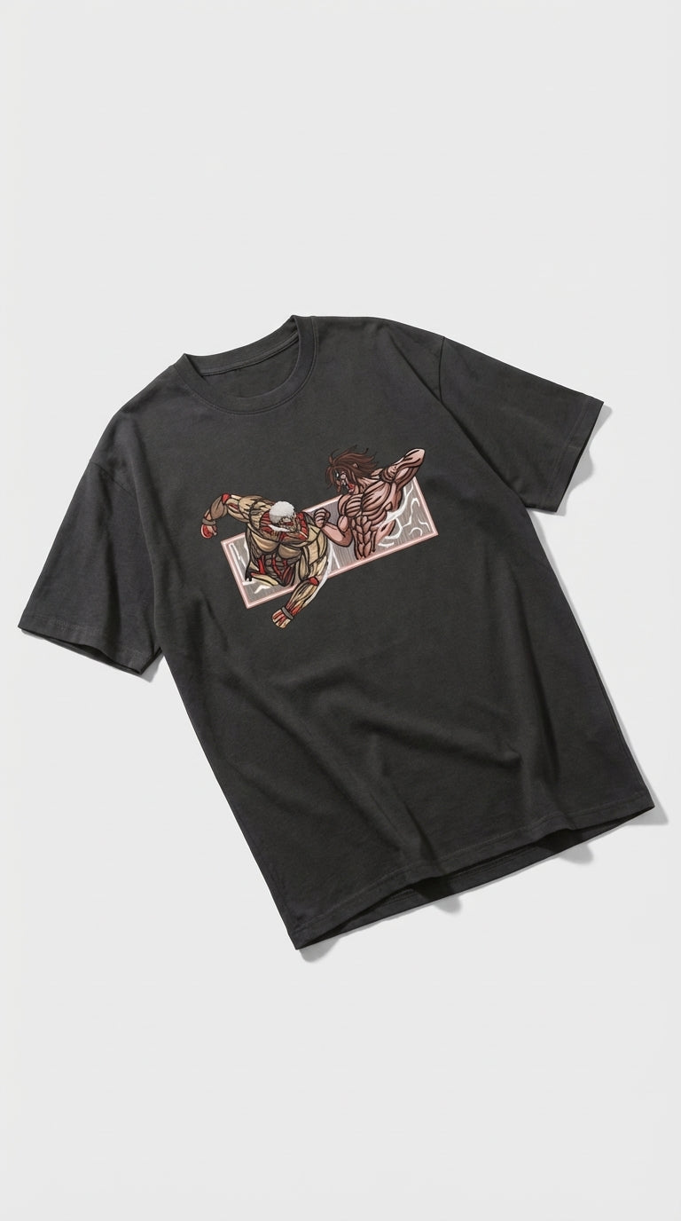 Anime Attack on Titan Nakış İşlemeli Oversized T-Shirt