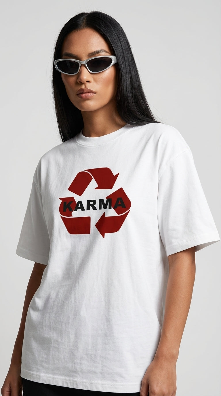 Karma Cycle Oversize White T-Shirt