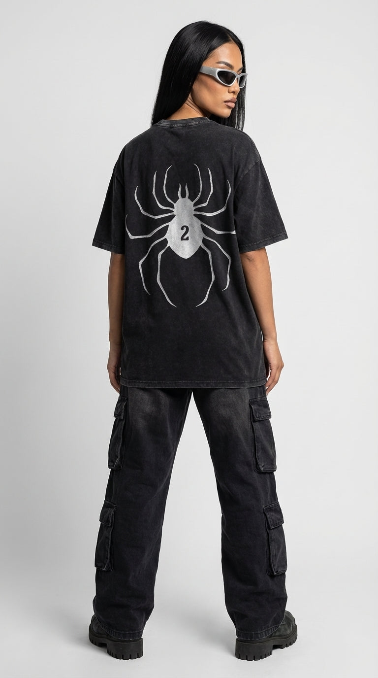 Designer Feitan HunterxHunter Asit Yıkamalı Oversized T-Shirt