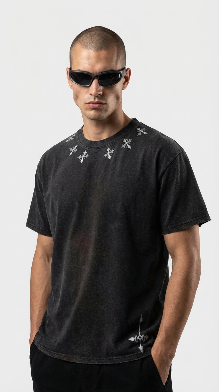 Designer Feitan HunterxHunter Asit Yıkamalı Oversized T-Shirt