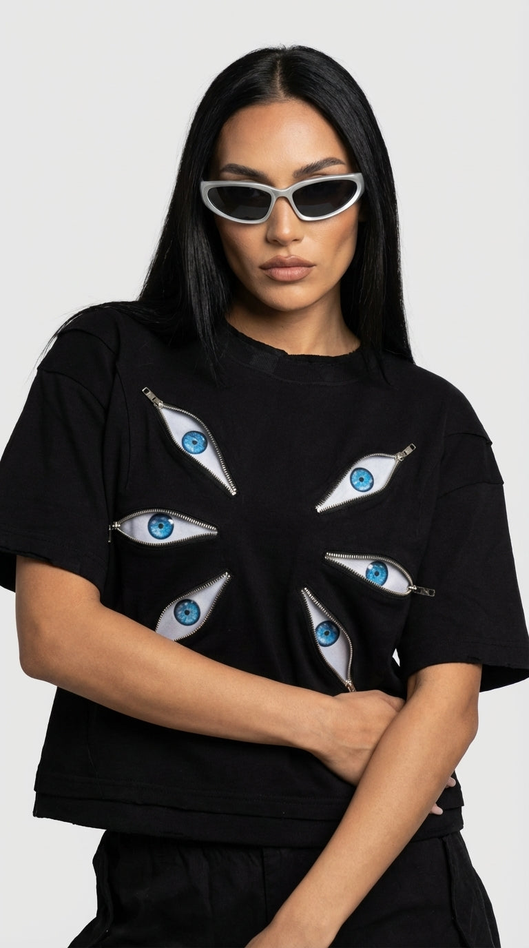 Designer Jujutsu Gojo Fermuar Oversized Tee