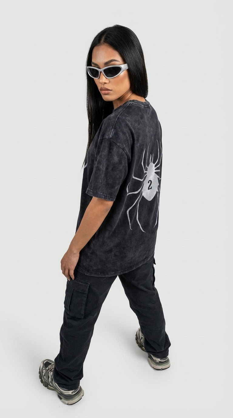 Designer Feitan HunterxHunter Asit Yıkamalı Oversized T-Shirt