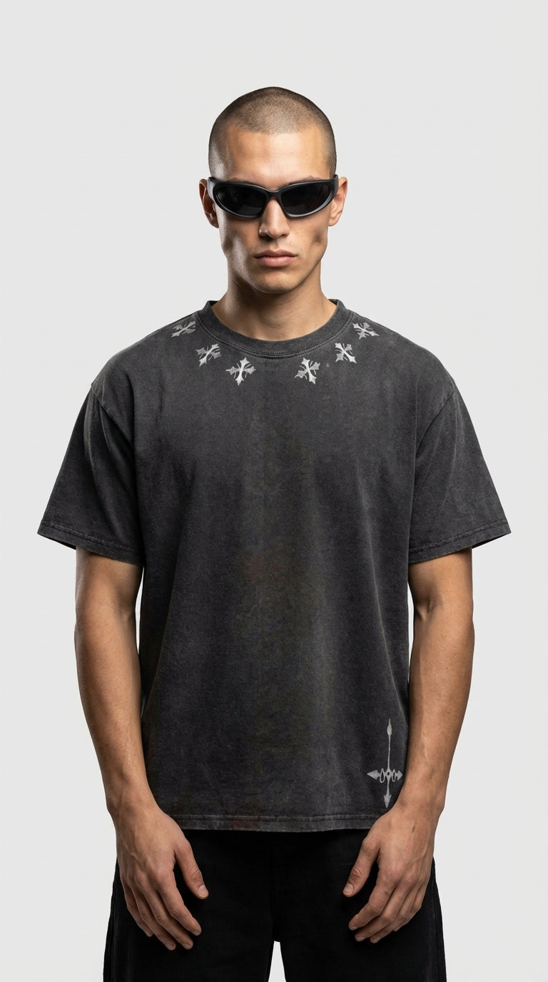Designer Feitan HunterxHunter Asit Yıkamalı Oversized T-Shirt