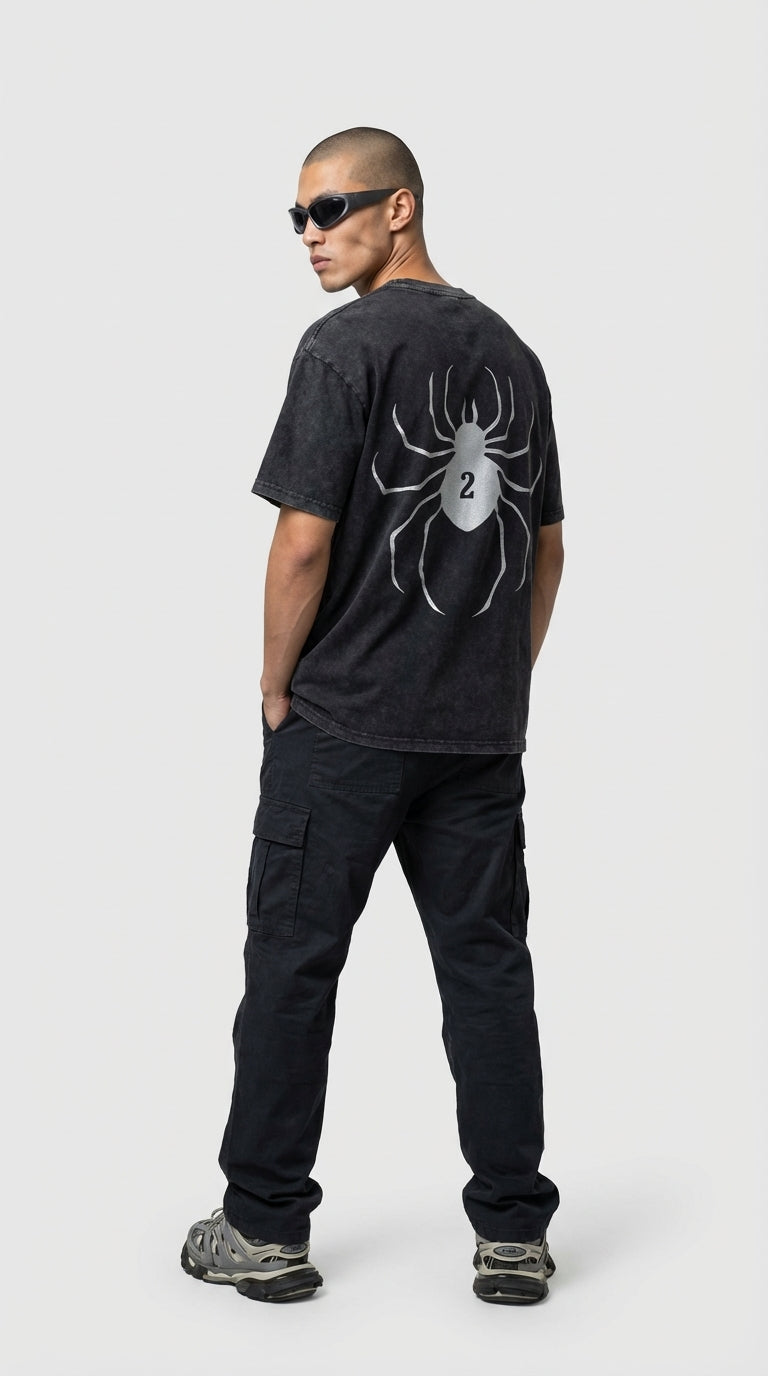 Designer Feitan HunterxHunter Asit Yıkamalı Oversized T-Shirt