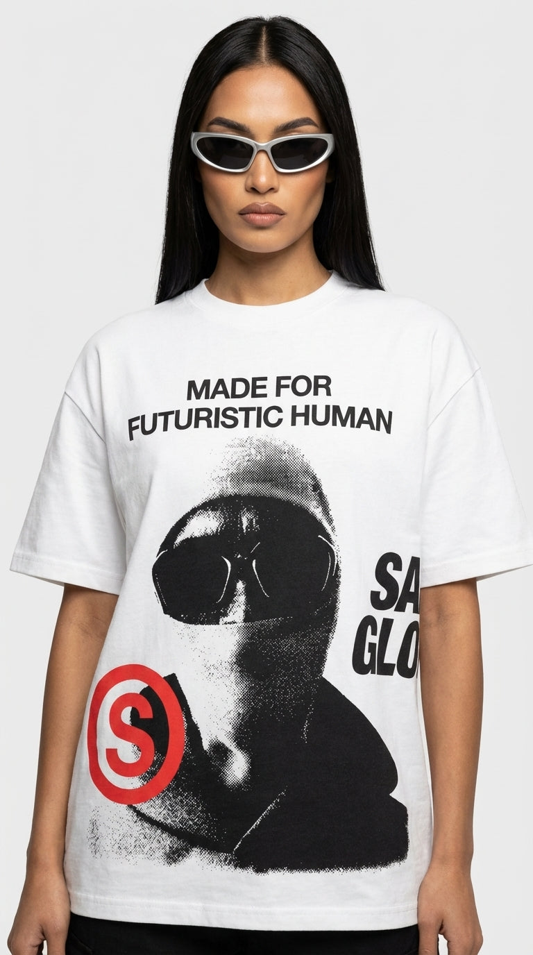 Futuristic Human White Tee