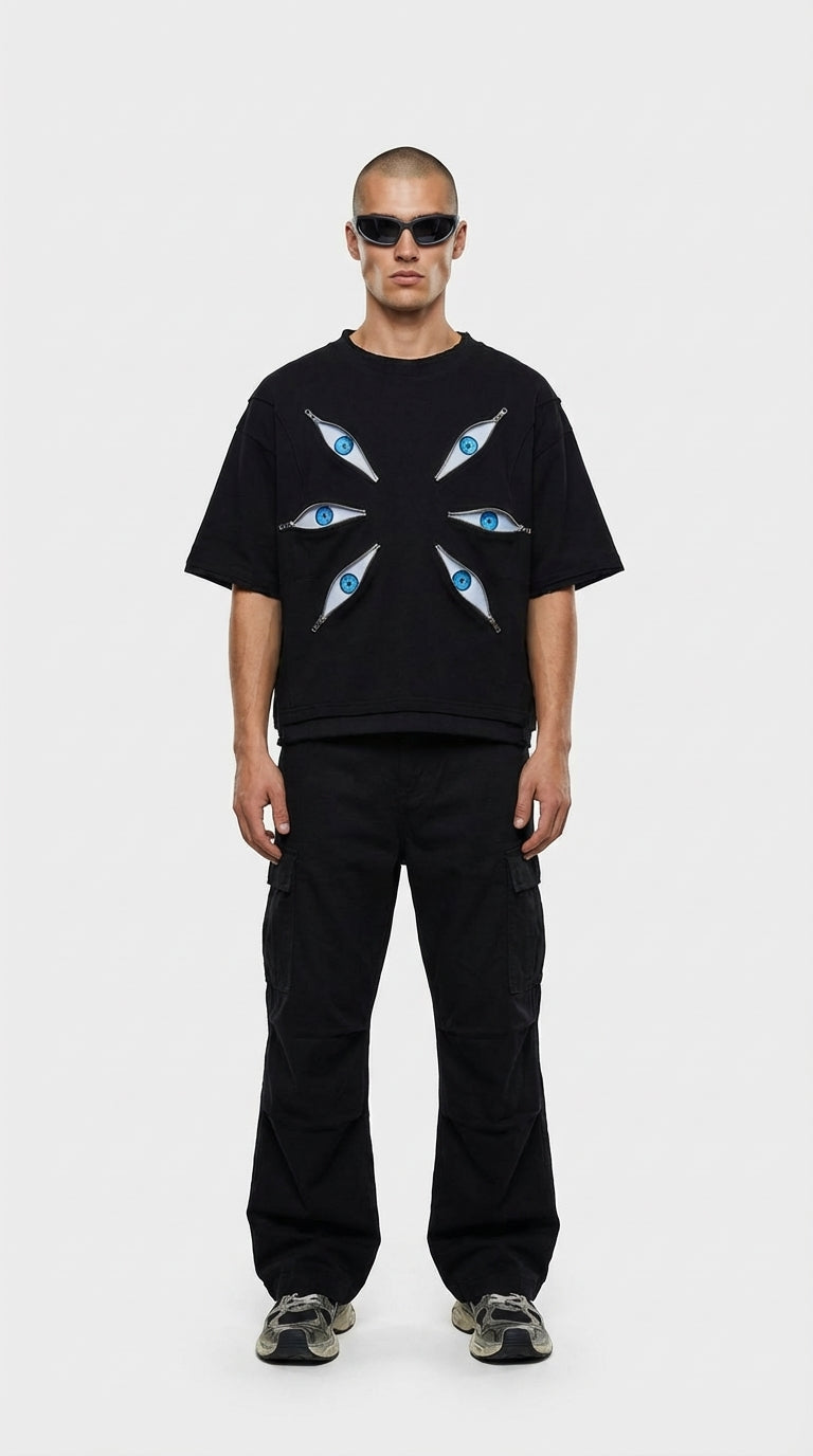 Designer Jujutsu Gojo Fermuar Oversized Tee
