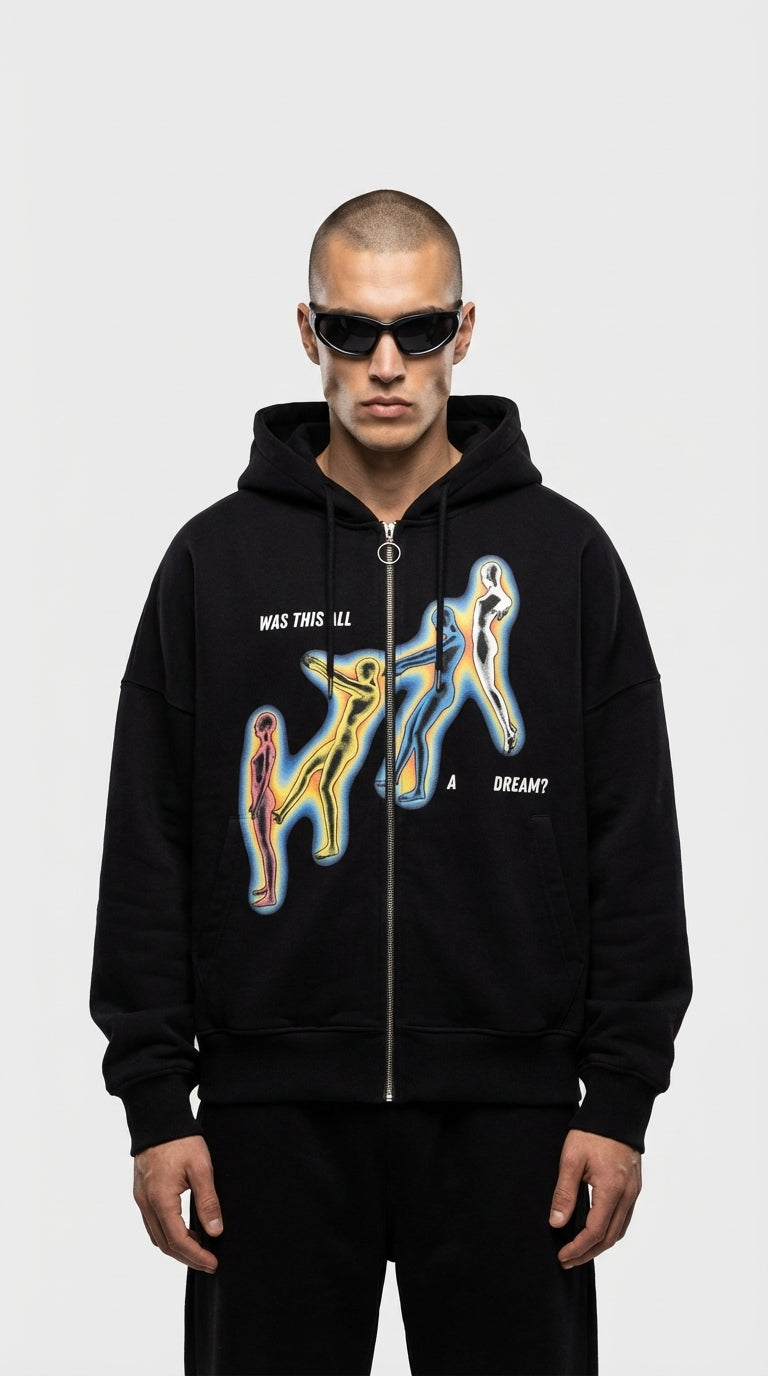 WAS THIS Oversized Zipped Up Sweatshirt Hoodie