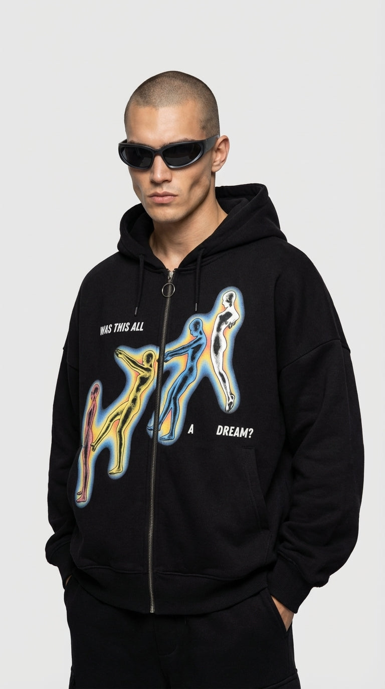 WAS THIS Oversized Zipped Up Sweatshirt Hoodie