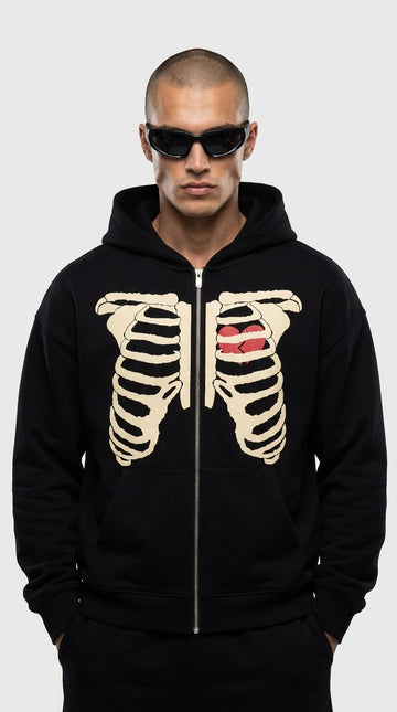 Exposed Heart Zip Hoodie